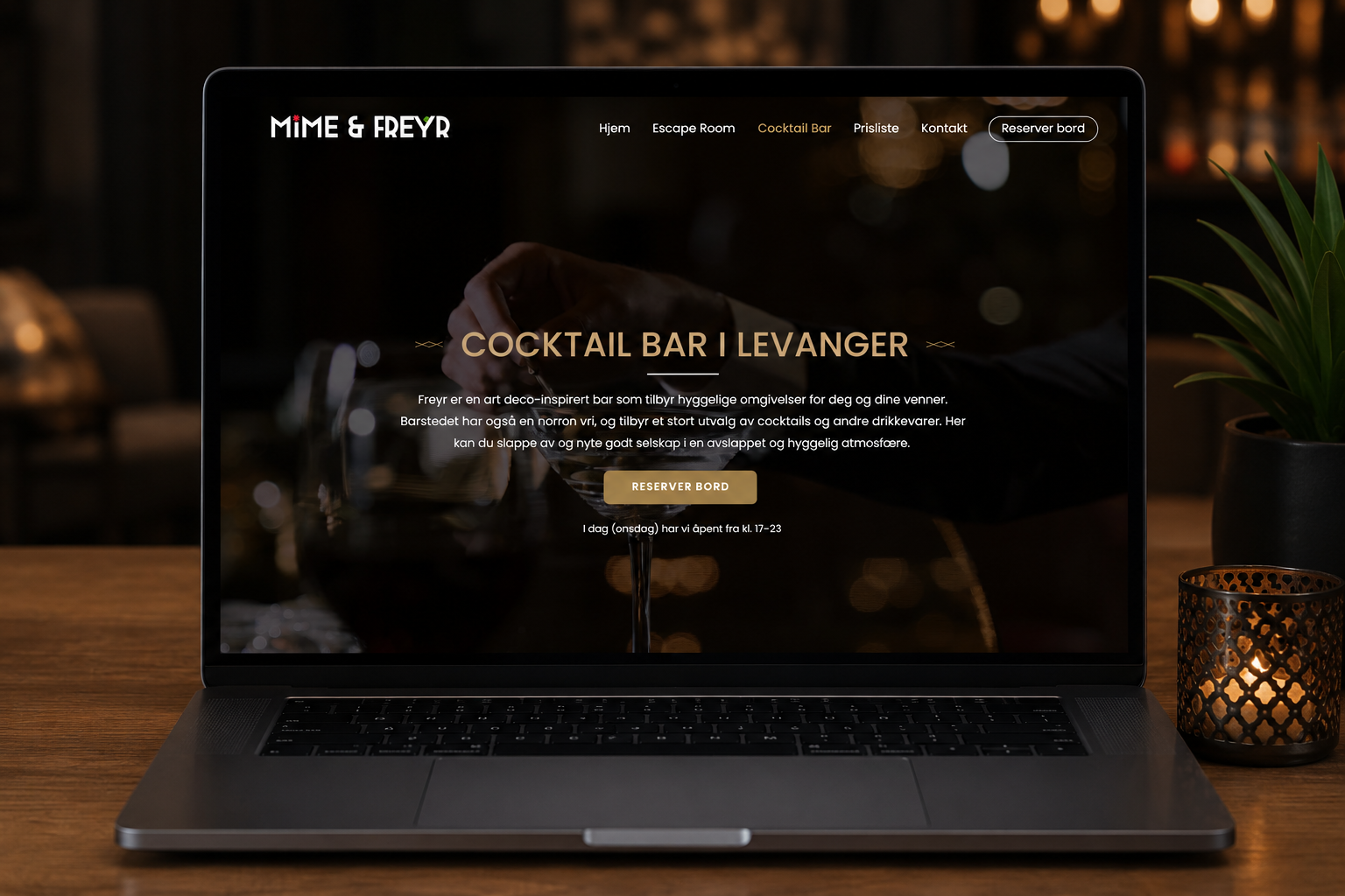 Nettside for Freyr Cocktail Bar