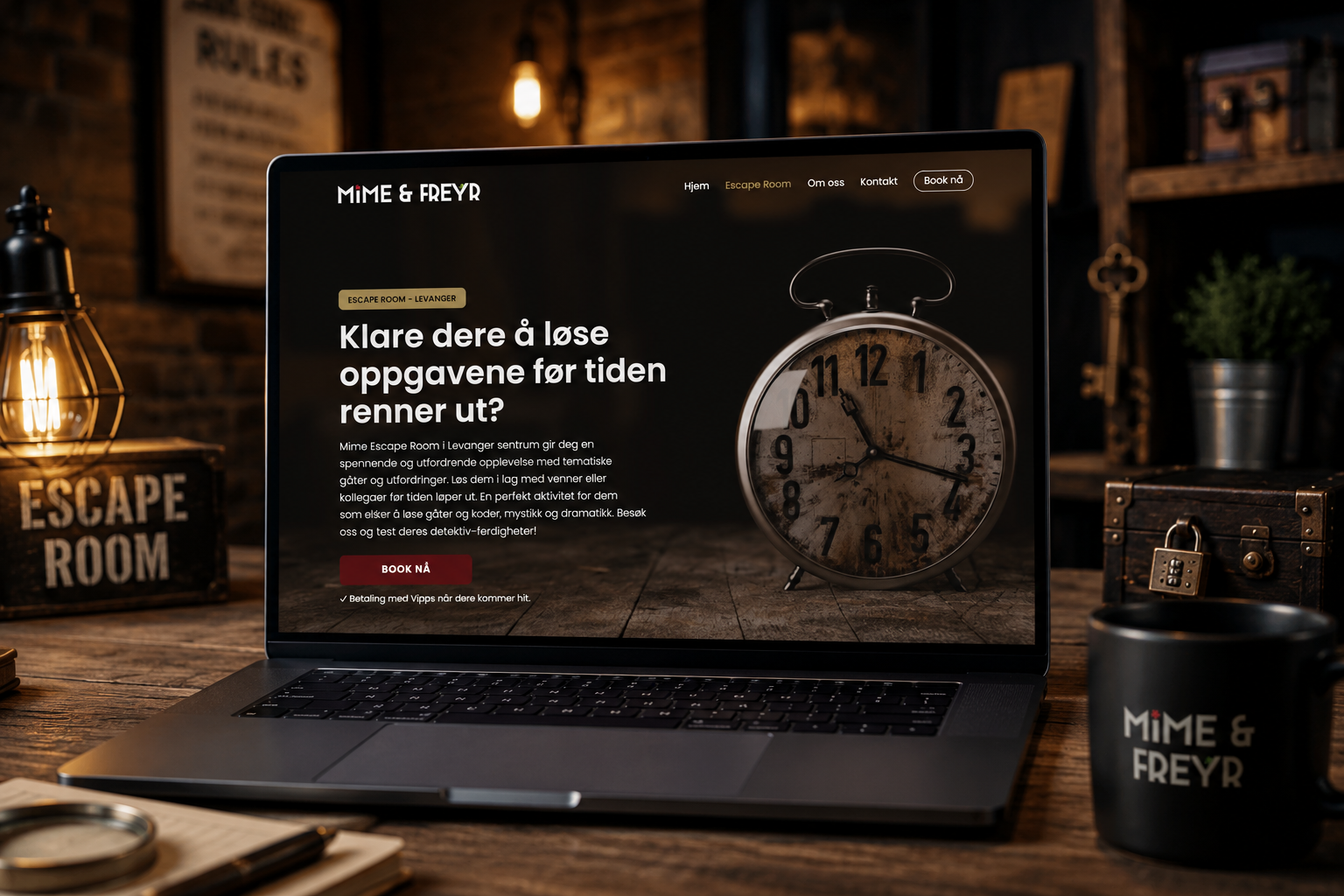 Nettside for Mime Escape Room